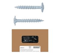 HELPMATE - Wood Connector Screws Flat Head 4.5 x 32 mm Galvanised - Pack of 250 Wood Screws with PZ2 Drive and Cutting Notch - For Attaching Metal Fittings to Wood