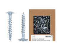 HELPMATE - Wood Connector Screws Flat Head 4.5 x 40 Galvanised - Pack of 100 Wood Screws with PZ2 Drive and Cutting Notch - For Attaching Metal Fittings to Wood