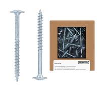 HELPMATE Wood Connector Screws Flat Head 4.5 x 50 Galvanised Pack of 100 Wood Screws with PZ2 Drive and Cutting Notch for Attaching Metal Fittings to Wood