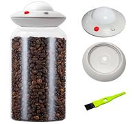 HelpyLife Vacuum Glass Coffee Storage Jar, 2400ML/81floz Large Canister with UFO Shaped Airtigt Lid,Perfect for Coffee Bean & Grounds,Sugar,Cereal,Dry Food