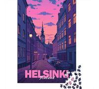 Helsinki Cityscape 1000 Piece Jigsaw Puzzle, Downtown Architecture at Night, Thick Cardboard Pieces, Birthday Gift for Puzzle Lovers, Adult Puzzle, 70x50cm/1000pcs