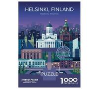 Helsinki, Finland Nordic Nights 1000 Piece Jigsaw Puzzle, Historic Square Architecture, Weekend Hobby, Matte Printed Jigsaw, Family Night Game for Families, 38x26cm/1000pcs