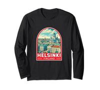 Helsinki Finland Travel Art Emblem Vintage Long Sleeve T-Shirt