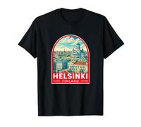 Helsinki Finland Travel Art Emblem Vintage T-Shirt
