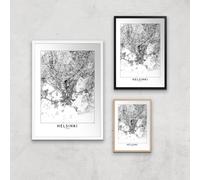 Helsinki Light City Map Giclee Art Print - A3 - Black Frame