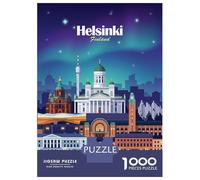 Helsinki Skyline Aurora Borealis Adult Paper Puzzle, Historic Square Architecture, Interlocking Paper Pieces for Home Décor Fans, Relaxing Challenge, Gift Idea, 38x26cm/1000pcs