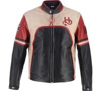 Helstons Indianapolis Motorcycle Leather Jacket, black-red-beige, size 2XL for Men