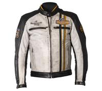 Helstons Indy Motorcycle Leather Jacket, black-white-yellow, size XL