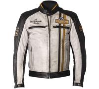 Helstons Indy Motorcycle Leather Jacket, black-white-yellow, size M