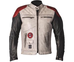 helstons Tracker Natural Leather Jacket M men White/Black/Red, M