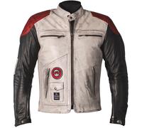 Helstons Tracker Motorcycle Leather Jacket, black-white-red, size M for Men