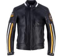 Helstons Vulcan Motorcycle Leather Jacket, black/yellow, size S