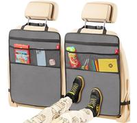 Helteko Back Seat Protector for Car, 2 Pack Premium Kick Mats for Kids, Extra Large Car Seat Cover for Backseat with Mesh Pockets, Waterproof Material, Dirt & Mud Protection, Midnight Black