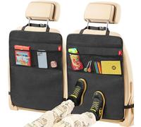 Helteko Back Seat Protector for Car, 2 Pack Premium Kick Mats for Kids, Extra Large Car Seat Cover for Backseat with Mesh Pockets, Waterproof Material, Dirt & Mud Protection, Car Travel Accessories
