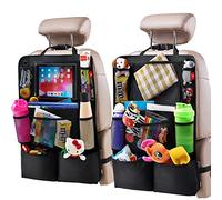 Helteko Backseat Car Organizer, Kick Mats Back Seat Protector with Touch Screen Tablet Holder, Back Seat Organizer for Kids, Travel Accessories with 9 Storage Pockets 2 Pack, Black