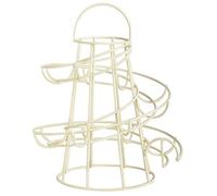 Helter Skelter Egg Rack Metal Kitchen Home Storage Stand Holder with Handle (Cream)
