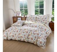Helthep Luxury Vintage Queen Size 3Pcs Duvet Cover Set Red Flower Paisley Pattern Retro Fresh Chic Vines Floral Boho French Rural Romantic 100% Egyptian Cotton Bedding Sets