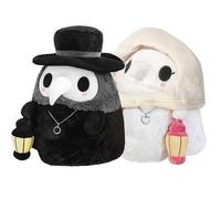 helu Plague Doctor Plush+Nurse Toys-Cartoon Sewing Plush Animals,Halloween Glow-In-The-Dark Dolls,Bird Beak Doctor Plush Dolls 7.8In,2Pcs Valentine'S Day Cute Plushies Gifts,Witch Doctor.