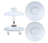 Helunsi 3Pcs Floor Lamp Foot Switch, White Foot Pedal Switch, Round Floor Lamps Foot Inline Switch, Step ON OFF Spring Push Button, for Control Replacement Floor Lamp Extension Cord Parts - Pack of 3