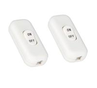 Helunsi Inline Switch 2 Pcs, White Lamp Cord Button Torpedo Switch, Rated 6A 250V ON OFF Electrical Wire Appliance Rocker Switches, Repair Replacement Control Power Cable Plug Desk Table Light Parts