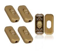 Helunsi Inline Switch 5 Pcs, Lamp Cord Button Torpedo Switch, Light Brown Rated 6A 250V ON OFF Electrical Wire Appliance Rocker Switches, Repair Replacement Control Power Cable Plug Desk Table Light