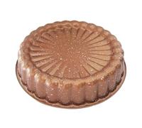 Heluok 10Inch Charlotte Cake Mold, Flower Shaped Baking Pan, Nonstick Charlotte Cake Pan, Reusable Round Cake Tray for Baking, Small Carbon Steel Cake Pan, Oven Safe - Coffee Gold, 1PC