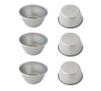 Heluok Metal Pudding Moulds, Carbon Steel Popover Pans Egg Tart Molds, Individual Small Flan Baking Cups, Mini Round Cake Tin for Chocolate Molten, Yorkshire Pudding, Panna Cotta - 3Inch, 6PCS