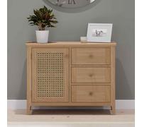 helvane solid wood sideboard with 1 door 3 drawers in oak