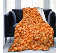 Helves Baked Beans Pattern Blanket Fleece Throw Blanket Soft Flannel Blanket Decor For Couch Sofa Gifts 80"X60"
