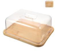 HELVES Cake Stand with Dome Easter Decorations 1 Set Cake Stand Cake Plate with Dome Cake Tray and Acrylic Lid Bamboo Cake Stand Acrylic Cake Dome Dessert Table Display Set