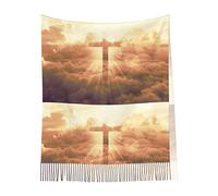Helves Christian Cross Jesus Pattern Scarf Large Winter Shawl With Tassels Long Warm Wraps Blanket Scarves For Women Men