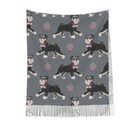 Helves Cute Dog Of Schnauzer Animal Pattern Scarf Large Winter Shawl With Tassels Long Warm Wraps Blanket Scarves For Women Men