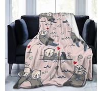 Helves Cute Lovely Otters In The Sea Blanket Fleece Throw Blanket Soft Flannel Blanket Decor For Couch Sofa Gifts 60"X50"