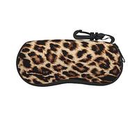 HELVES Funny Leopard Animal Print Glasses Case Soft Neoprene Zipper Glasses Pouch Portable Eyeglasses Bag With Hook For Women Men