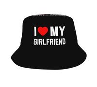 Helves I Love My Girlfriend Bucket Hat Fisherman Hats Packable Sun Cap Outdoor Summer Travel Beach Cap for Women Men Unisex Black