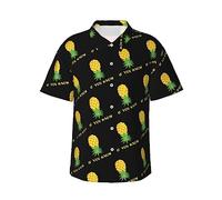 Helves Upside Down Pineapple Funny Swinger If You Know Mens Hawaiian Shirt Button Down Short Sleeve Beach Casual Summer Shirts Tops Black