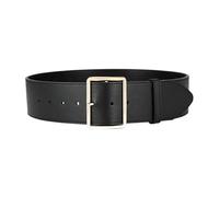 HELVES Wide Cowskin Belts For Women Gold Big Pin Buckle Waist Strap Dress Coat Luxury Genuine Leather Waistbands HOT Soft Real Cow Belt (Size : 100cm, Color : Black color)