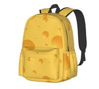 Helves Yellow Cheese Pattern Backpack 16 Inch Adjustable Shoulder Strap Lightweight Bookbag Laptop Bags for Kid Boys Girls