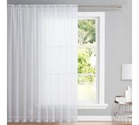Helweet Sheer Curtains, Voile Curtains, Net Curtain, White Curtains, Suitable for Bedroom, Living Room, Dining Room, Office Decoration, Suitable for Most Decoration Styles, 140 x 260cm