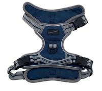 Hem and Boo Dog Harness, Sport Style, No-pull Reflective Stitching, Grab Handle, Matching Accessories (Blue, XS)