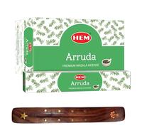 HEM Arruda Premium Incense Sticks, Full Pack of 12, Each 15 gms with DHS incense stick holder for Yoga, Meditation, Healing, Spirituality, Aromatherapy, Incense Spa and Relaxation…