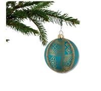Hem Bauble - 8 cm | Turquoise Blue & Gold Brocade Handmade Bauble | Luxury Fabric Decoration | Sustainable Year-Round Décor | UK Artisan Crafted Gift | Elegant Home & Event Styling