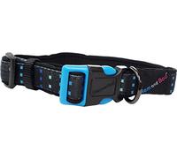 HEM & BOO Skye Design Padded Dog Collar, Large, Black/Blue