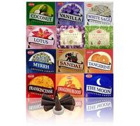 HEM Incense Cones Assorted - 12 Packs (120 Cones Total) with JRose Trolley Coin - Aromatherapy Cone for Meditation, Relaxation, Yoga, Home & Office Fragrance