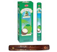 HEM Incense sticks Coconut Pack of 6 with DHS incense stick holder for Aromatherapy, Incense Spa, Yoga, Meditation, Healing, Spirituality and Relaxation…