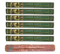 HEM Incense sticks EGYPTIAN JASMINE | Pack of 6 | with SAMASIA incense stick holder for Aromatherapy, Incense Spa, Yoga, Meditation, Healing, Spirituality and Relaxation
