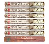 HEM Incense sticks FRENCH VANILLA | Pack of 6 | with SAMASIA incense stick holder for Aromatherapy, Incense Spa, Yoga, Meditation, Healing, Spirituality and Relaxation