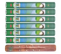 HEM Incense sticks | Pack of 6 | with SAMASIA incense stick holder for Aromatherapy, Incense Spa, Yoga, Meditation, Healing, Spirituality and Relaxation (Coconut)