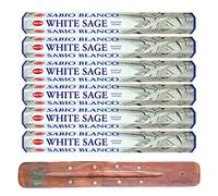 HEM Incense sticks | Pack of 6 | with SAMASIA incense stick holder for Aromatherapy, Incense Spa, Yoga, Meditation, Healing, Spirituality and Relaxation (White Sage)