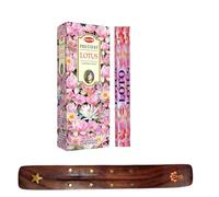 HEM Incense sticks PRECIOUS LOTUS Full box of 6 with DHS incense stick holder for Yoga, Meditation, Healing, Spirituality, Aromatherapy, Incense Spa and Relaxation…
